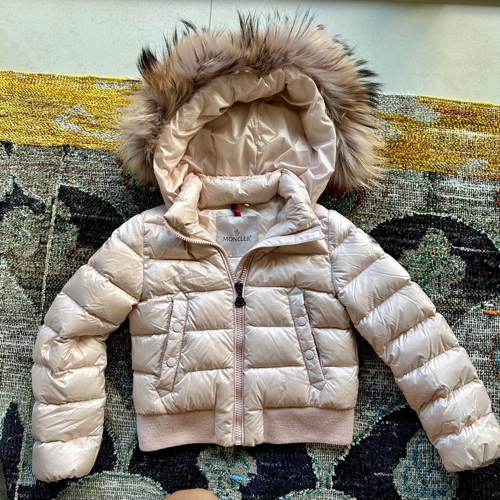 Moncler light pink puffer jacket , size 6. Used once